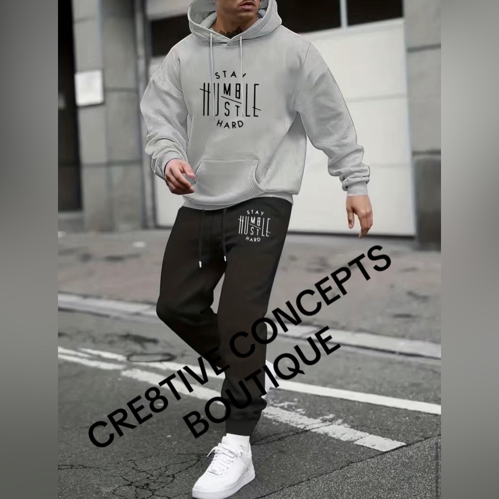 NWT 2pc Black/Grey Set Stay Humble, HuSTLe Hard Jogger’s Fit